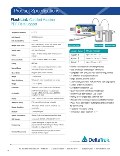 Download Certified Vaccine PDF Data Logger Spec Sheet