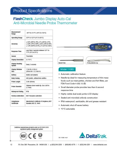 FlashCheck Jumbo Display Auto-Cal Needle Tip Thermometer