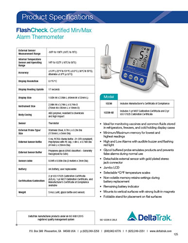 FlashCheck Certified Min-Max Alarm Digital Thermometer