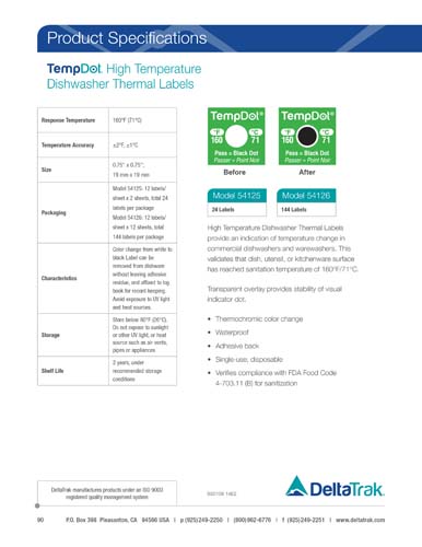 TempDot High Temperature Dishwasher Thermal Labels