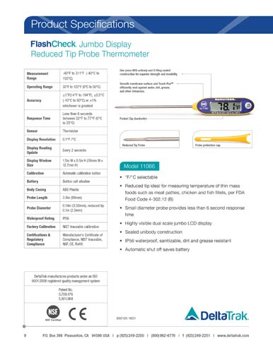 FlashCheck Jumbo Display Reduced Tip Probe Thermometer