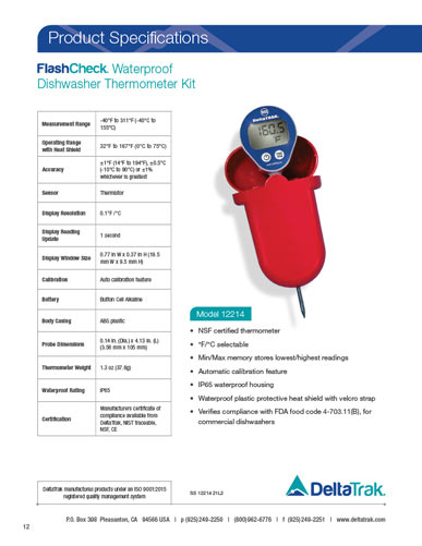 FlashCheck Waterproof Dishwasher Thermometer Kit