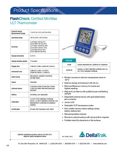 FlashCheck Certified Min-Max ULT Thermometer