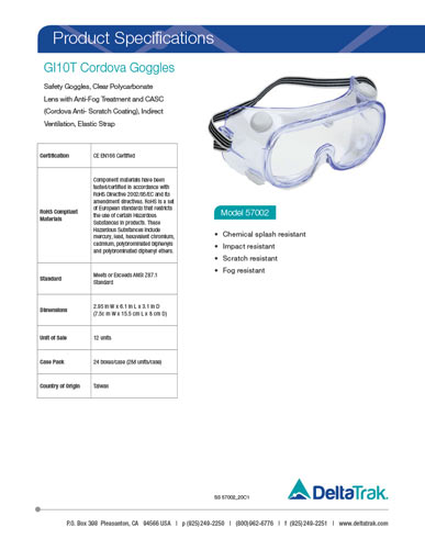 Chemical Splash Goggles Clear Anti-Fog Lens