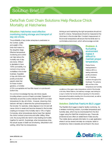 DeltaTrak Cold Chain Solutions Help Reduce Chick Mortality at Hatcheries