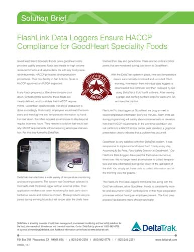 FlashLink Data Loggers Ensure HACCP Compliance for GoodHeart Speciality Foods